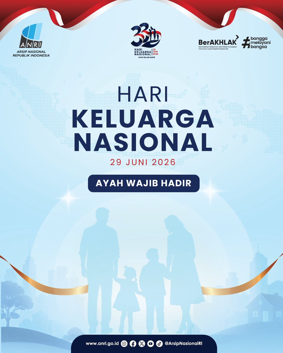 ArsipNasionalRI's tweet photo. Selamat Hari Keluarga Nasional tahun 2026!
#AyahWajibHadir
#Harganas
@kemendukbangga https://t.co/xP95dh3wRV