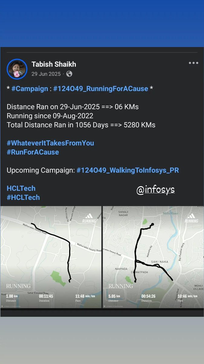 TabishSk21's tweet photo. * #Campaign : #124O49_WalkingForACause *

Distance Walked on 29-Jun-2023 ==> 10 KMs
Walking since 01-May-2022 
Total Distance Walked in 425 Days ==> 4260 KMs

#WhateverItTakesFromYou
#WalkForACause 

Upcoming Campaign: #124O49_WalkingToInfosys_PR 

Wipro 
#Wipro https://t.co/iZz7aGv4tD