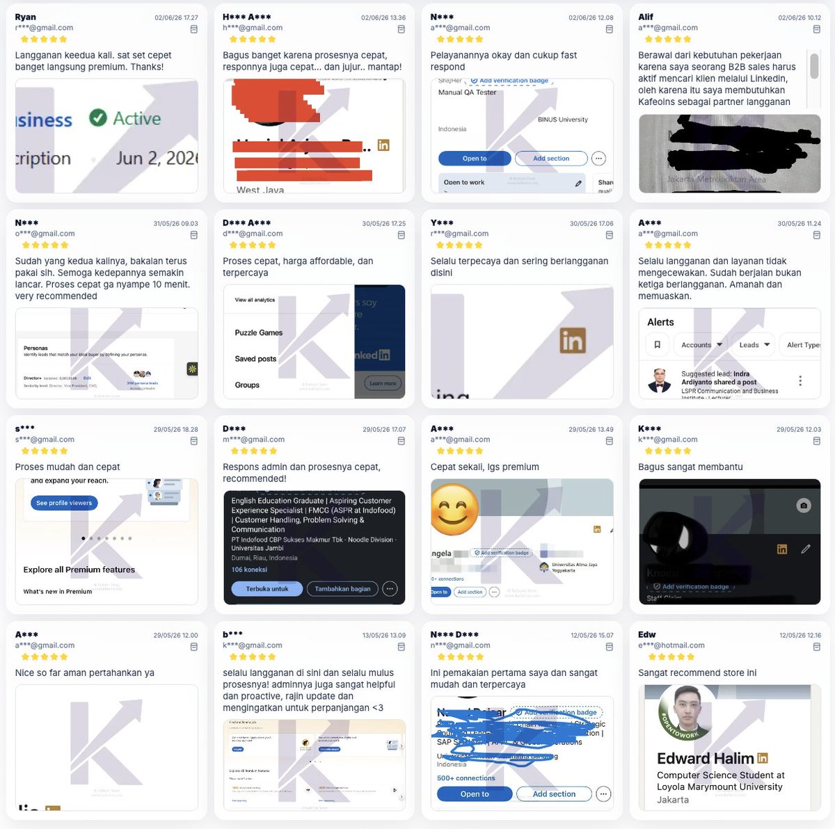 kafeoins's tweet photo. Teman-teman yang butuh LinkedIn Premium dengan harga lebih murah, sistem keamanan aman, dan pastinya legal, boleh cek di https://t.co/WifxQZECLj ya!

Untuk testimoni juga bisa diakses scr terbuka di https://t.co/EmX8ExNKuI.

Cari yang jual LinkedIn Premium? Kami start 79K/bln. https://t.co/JGDUB3ZGo8