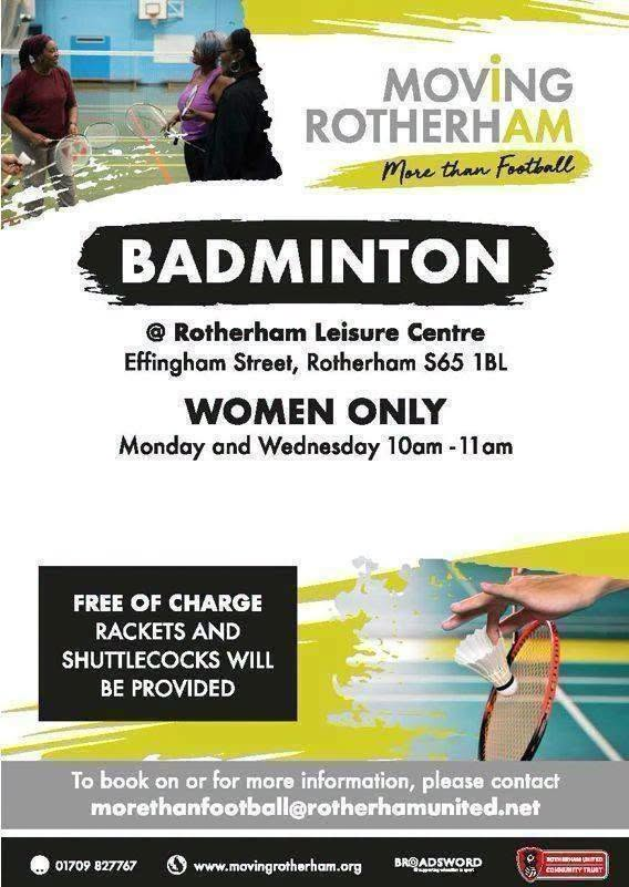 Stag_RosePPG's tweet photo. #monday 🏸Women's Only Badminton Session!🏸
Rotherham Leisure Complex badminton sessions for ALL abilities, just turn up and play!
Why not give it a try with "More than football" @RUFC_CT
#physicalfitness helps #mentalhealthfitness #badminton🏸 #womenonly #exerciseisfun https://t.co/pqNQ2cgSjB
