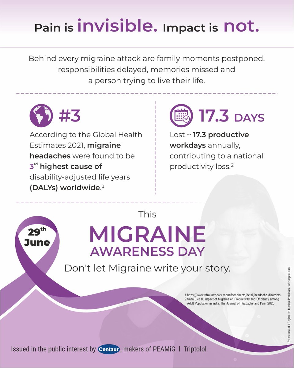 Centaur_pharma's tweet photo. #MigraineAwareness #InvisiblePain #PatientCentricCare #MoreThanAHeadache #HealthEducation #MentalWellbeing https://t.co/tZY6qwJdQ8