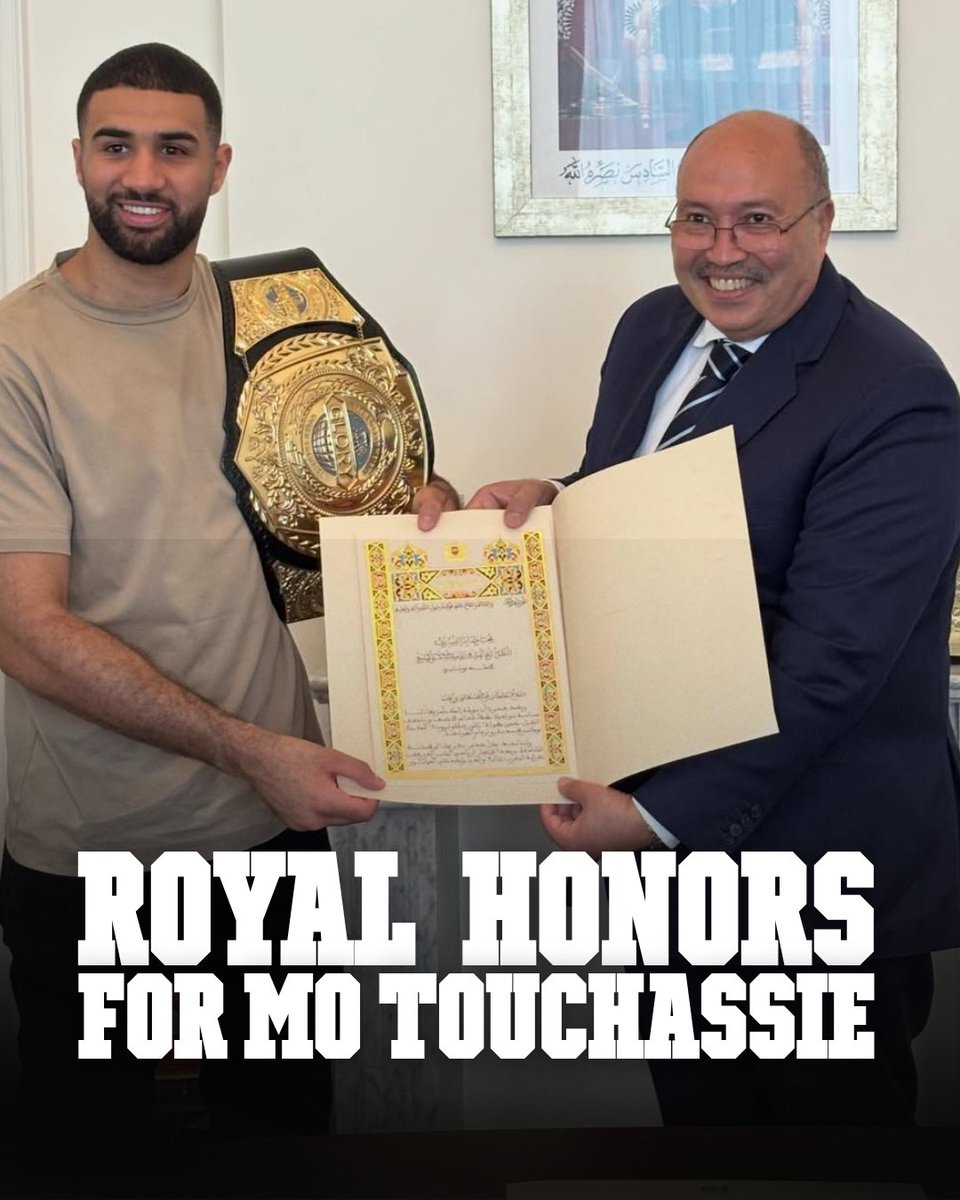 GLORY_WS's tweet photo. A couple of weeks after becoming GLORY Light Heavyweight Champion and Grand Prix Winner, Mo Touchassie was congratulated by his Majesty King Mohammed VI. https://t.co/ITonVi5uW7