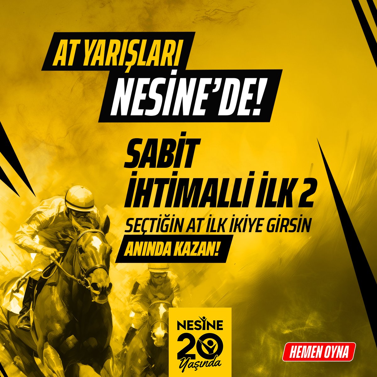 Nesinecom's tweet photo. At Yarışları Nesine'de!
Seçtiğin At İlk İkiye Girsin Anında Kazan!