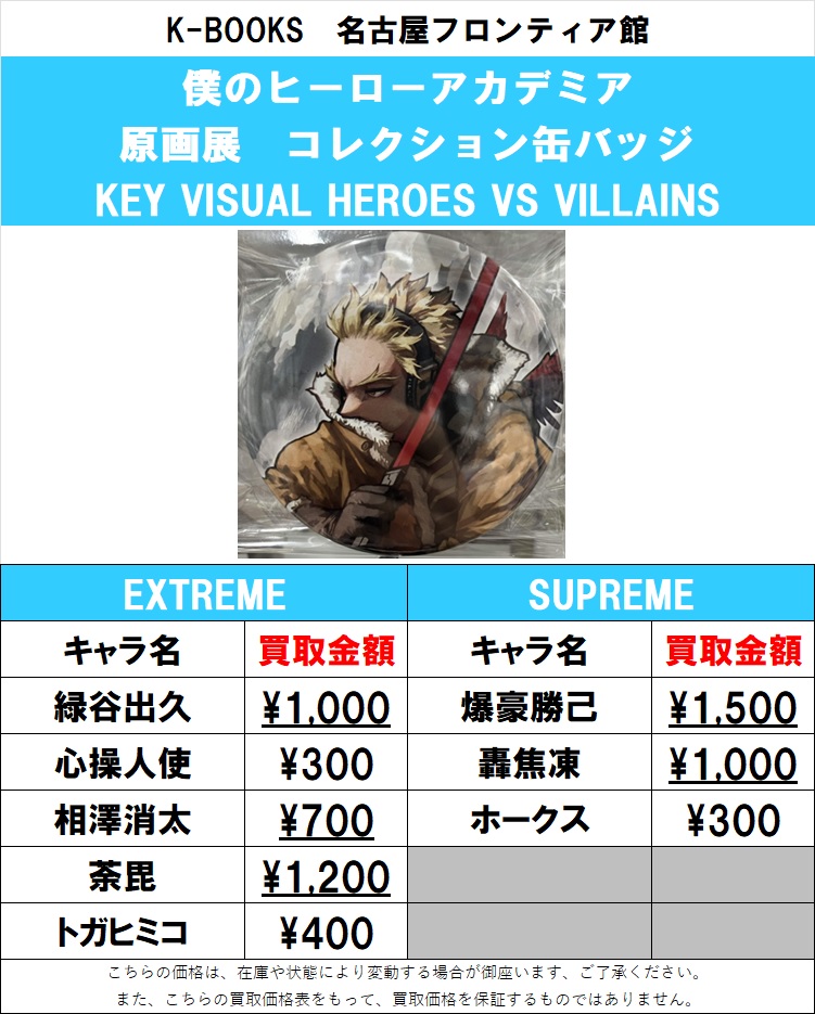 イデア kv カプ缶 まとめ売り 買取情報】 #僕のヒーローアカデミア より 僕のヒーローアカデミア原画