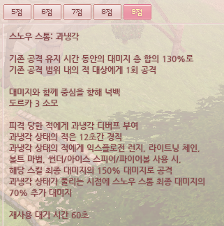 LT_mol's tweet photo. 별개로 ...
다크메이지 스노우 스톰 강화 - 과냉각
1타 스킬로 변경(지속 시간 발생하는 공격만큼을 한꺼번에)
피격된 적에게 "6초간 과냉각" 부여
과냉각된 적에게 닼메/볼조/중마 사용시 최종 대미지 1.5배 증가
다크메이지 간 부여한 과냉각은 "본인만 적용"
빨리 보시라고 2배속으로 해두었습니다 https://t.co/PUR8Tal0Nk