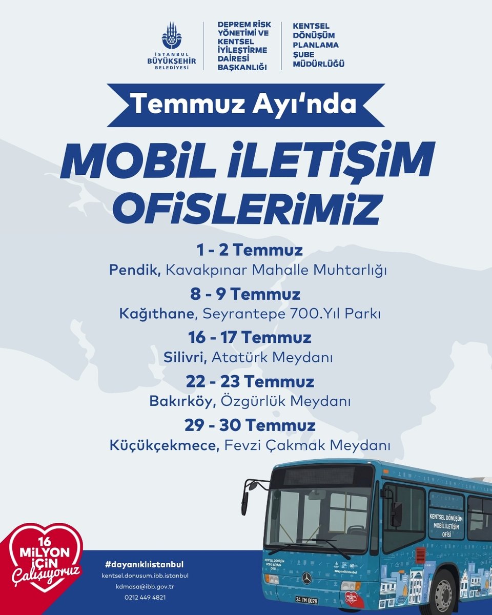 ibbdonusum's tweet photo. Mobil İletişim Ofisimiz Temmuz Ayı’nda da Sahada! 🚐

Uzman ekiplerimizle kentsel dönüşüm sürecini yerinde anlatıyor, sorularınızı birebir yanıtlıyoruz.

Dayanıklı İstanbul için çalışmalarımız devam ediyor. 💙 https://t.co/K5FFonYh12