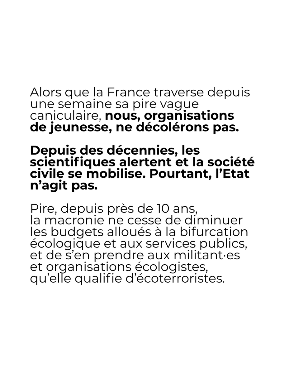 Apresjeunes's tweet photo. La canicule est une violence politique, mobilisons-nous contre l’inaction de l’État.

Rendez-vous le mercredi 1er juillet à 19h devant le ministère de la Transition écologique ! https://t.co/q1Yglch5Ol
