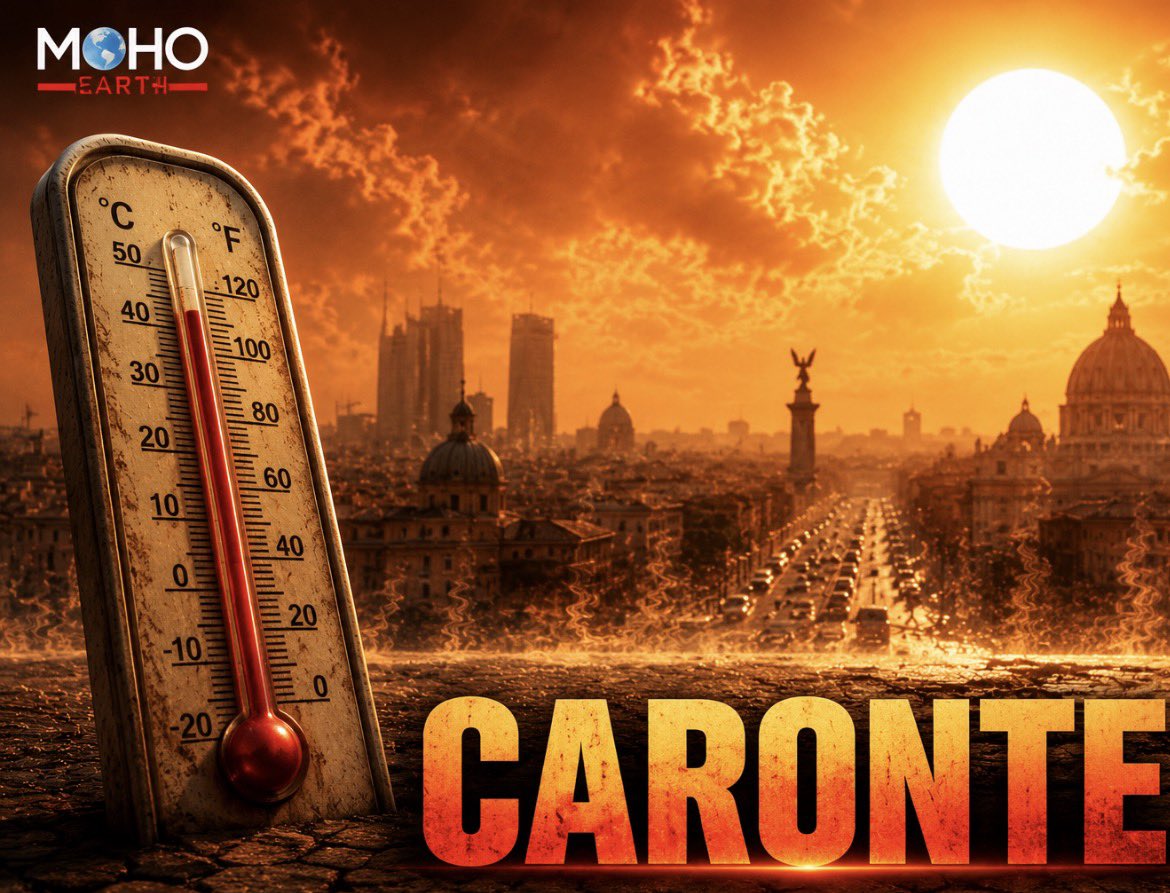 Frenkie_Woody's tweet photo. Meteo e Allarme OMS: 
L'ondata di calore "Caronte" tocca oggi il suo picco in Italia (attesi quasi 40°C a Milano, Torino, Roma e Napoli), ma da domani sera sono previste le prime piogge refrigeranti al Nord. 

L'Organizzazione Mondiale della Sanità ha diffuso un primo drammatico bilancio stimando oltre 1.300 morti in eccesso in Europa nell'ultima settimana a causa dell'afa record.