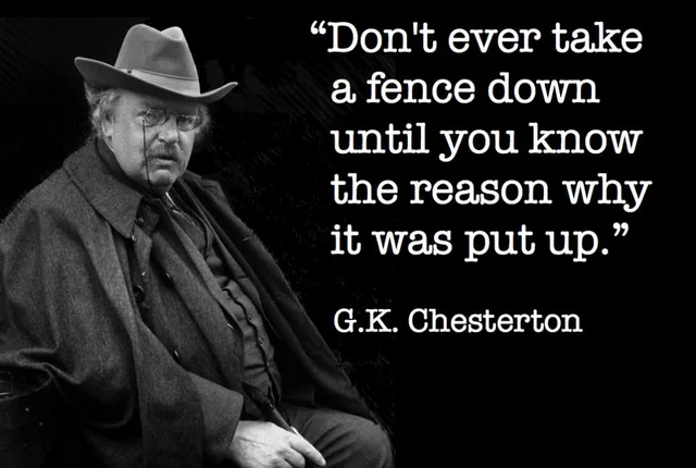 MorgothsReview's tweet photo. Chesterton's fences are being torn down and turned to firewood with wild abandon. https://t.co/vneNz1m6hP