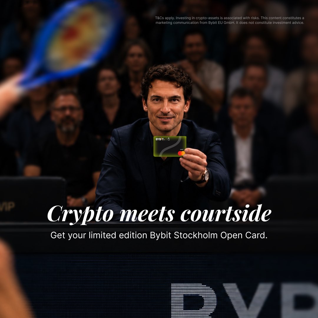 BybitNordic's tweet photo. This isn't just a card. It's your access pass to Stockholm Open. 🎾
The Bybit Stockholm Open limited-edition design comes with perks that go beyond payments.
Up to €300 back on tickets. Up to €10 back on food & drinks inside the arena. 100 tournament tickets giveaway.
Crypto meets courtside.
→ https://t.co/7l6JDZ34uB
#bybitstockholmopen #bybitcard #stockholmopen #cryptonordics