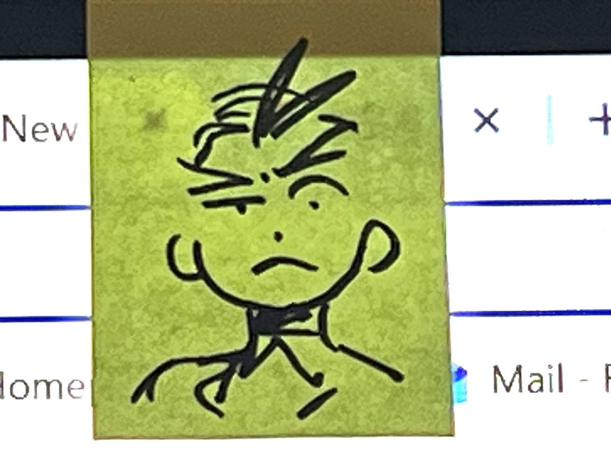 sketchydough's tweet photo. I put a sticky note with judgemental Apollo on my tabs so I wouldn’t tab out and doomscroll https://t.co/VOjsGZ9DhU
