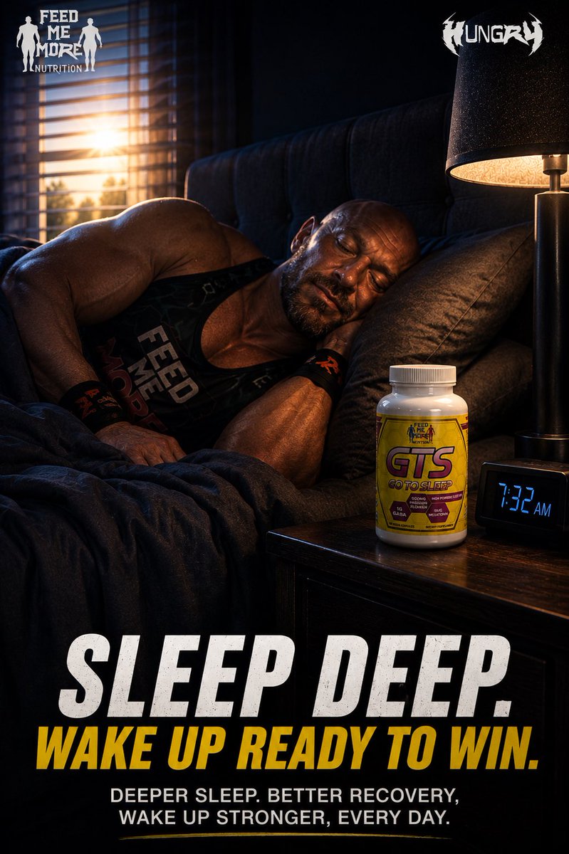 Ryback's tweet photo. Recovery doesn’t start in the gym—it starts when we sleep.

If you struggle with poor sleep or have a hard time falling asleep at night, you’re not alone. Quality sleep is one of the biggest keys to recovery, performance, and feeling your best every day.

That’s why we created GTS Go to Sleep, our high-powered sleep formula, to help support deeper, more restful sleep so you can wake up feeling refreshed, recovered, and ready to attack the day.

Train hard. Recover harder. Stay hungry.

And that’s the last bite. Feed Me More! @FMMNutrition