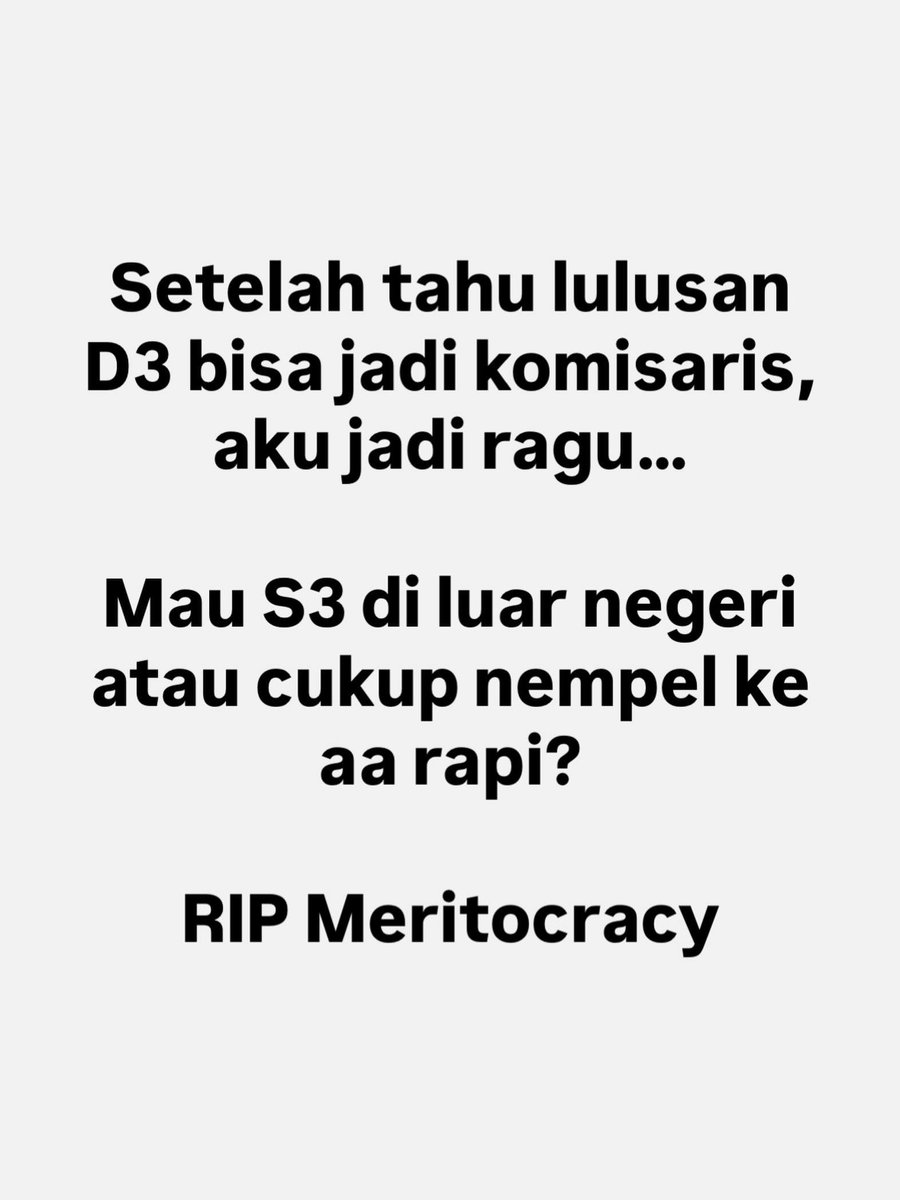 kenhans03's tweet photo. Indonesia tidak butuh orang pintar dan jujur, cukup jadi penjilat atau saudara pejabat.
Hidupmu akan nikmat.. https://t.co/S9ySqVn9c2