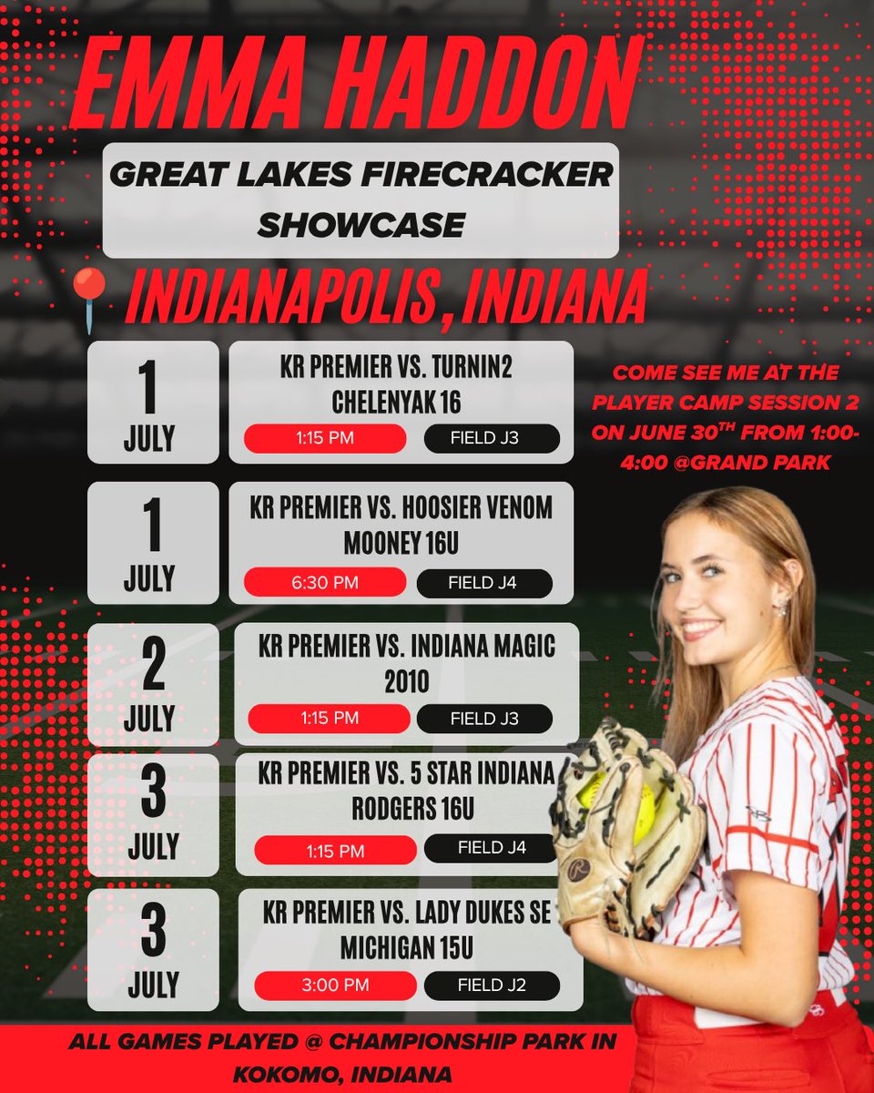 emmahaddon2029's tweet photo. I can’t wait to spend my 4th in Indy doing what I love!! 🥎🎆 #2029 @premierblack18u @chicago_coach @2Ganeff @CoachDeOliveira @Coach_pooch @j_spitale @PrepSoftball @ExtraInningSB @LineDsoftball @CollegeBDJocks @D1Softball @d1scholarship https://t.co/jhiR9Mt7gn