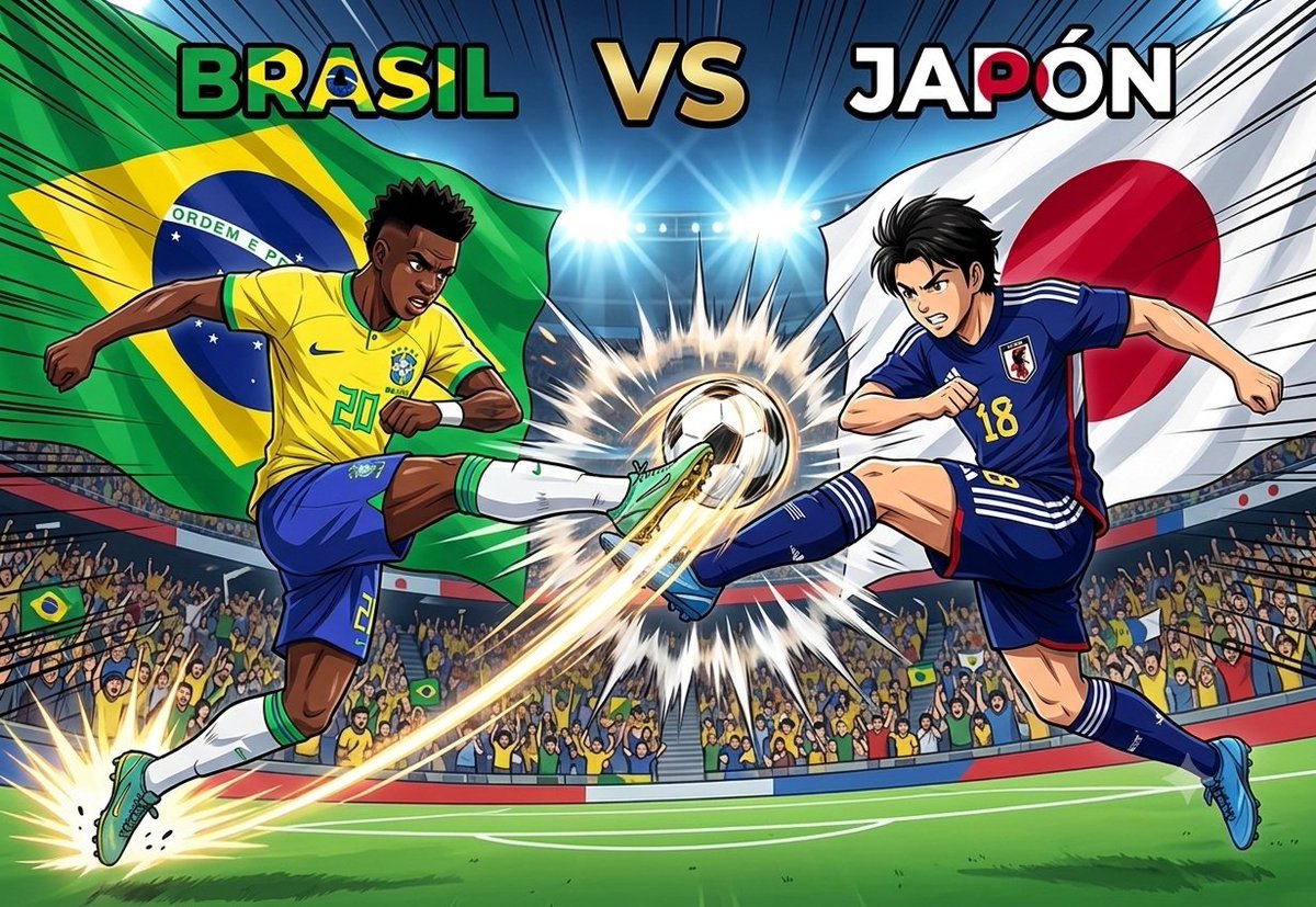 facunicomedi's tweet photo. Los 16avos de final del Mundial no perdonan. En el césped norteamericano, el destino de dos potencias se cruza en un duelo que parece salido de un manga. No hay mañana: o la gloria o el adiós. 🇧🇷⚽️🇯🇵​#SuperCampeones #Mundial2026 #BrasilvsJapón #CaptainTsubasa #WorldCup2026  #FIFA https://t.co/zclbe8ZSAK