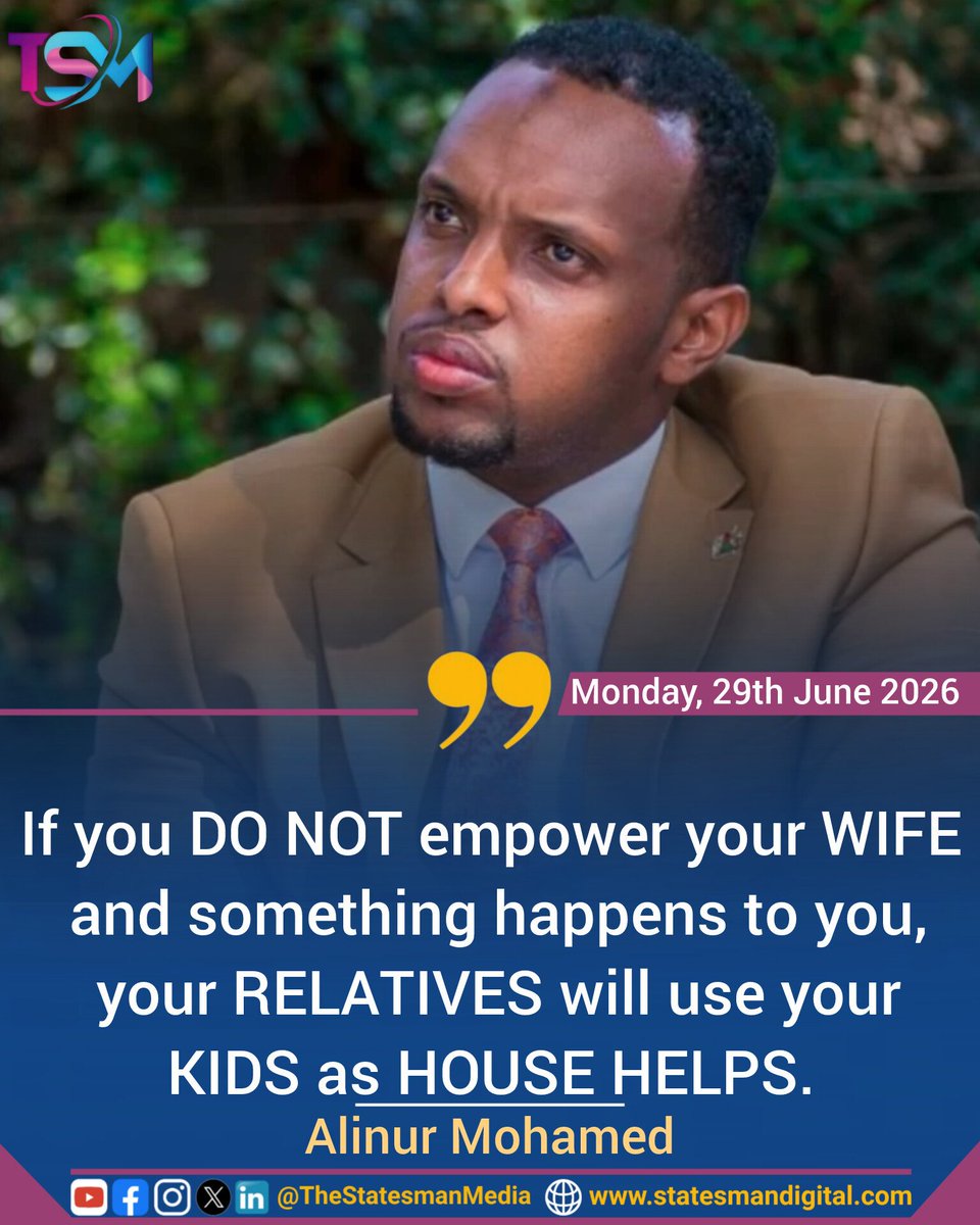 VarsityEdu's tweet photo. "If you DO NOT empower your WIFE and something happens to you, your RELATIVES will use your KIDS as HOUSE HELPS."~ Alinur Mohamed advices men https://t.co/389Dfcundq