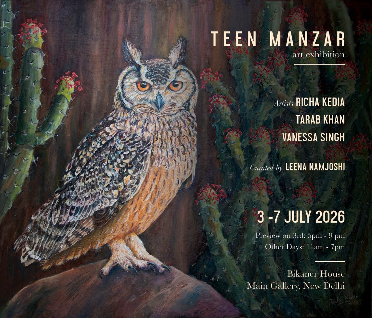 nehaa_sinha's tweet photo. If you like nature and birds in art, you will like these painstakingly made paintings on display at Bikaner House by ⁦@RichaKedia⁩ 
Showing from 3-7 July! https://t.co/npA50pmqsc