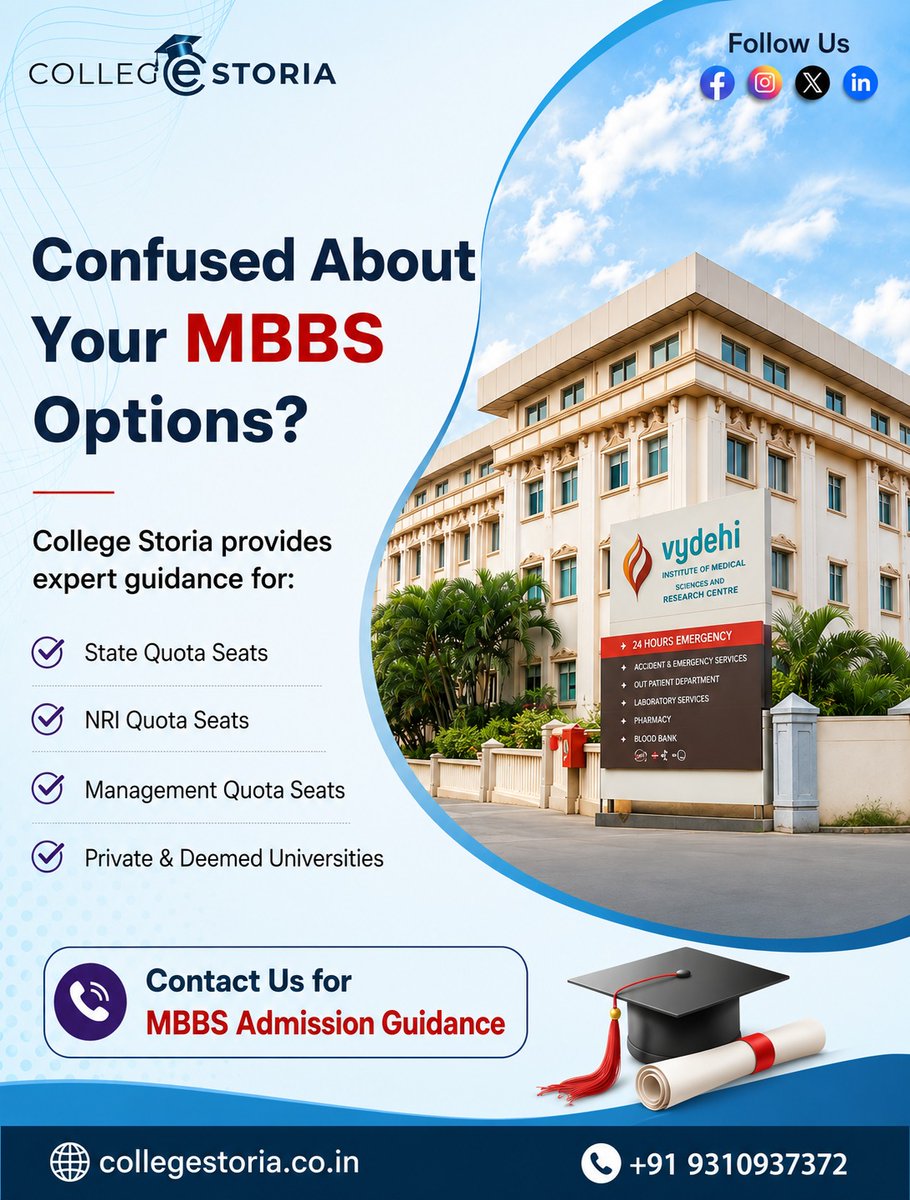 College_Storia's tweet photo. 🎓 Confused about your MBBS options?
College Storia helps you navigate all admission pathways with clarity and confidence.

✅ State Quota
✅ NRI Quota
✅ Management Quota
✅ Private &amp; Deemed Universities

📞 Connect with us for expert counselling today.

#MBBSAdmission #NEET2026 https://t.co/BxsTvo56s7