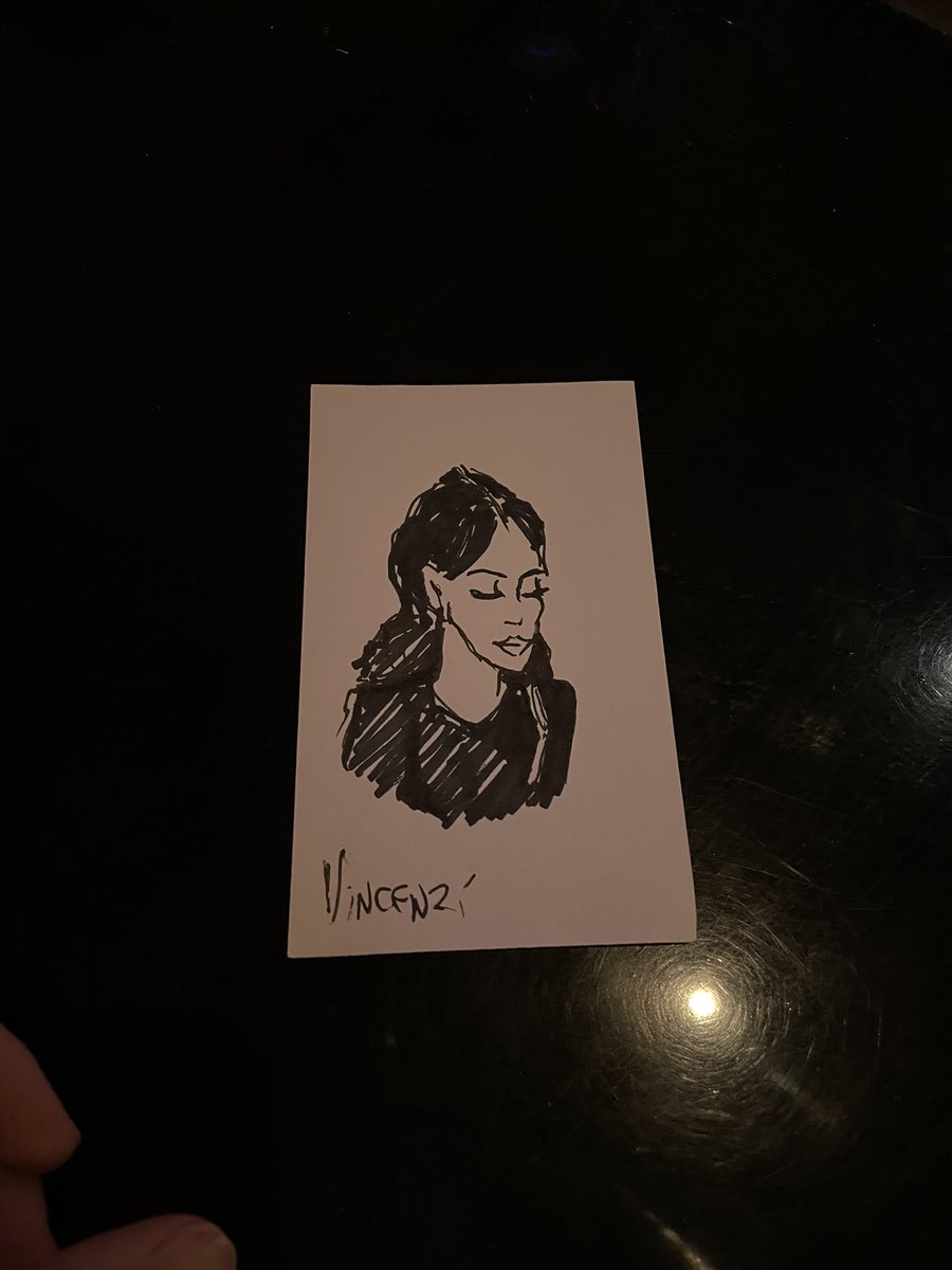 frogs4girls's tweet photo. i went to the bar to draw for my daily walk and social time and ended up talking to a woman about her divorce chatting with the bartenders and then a guy walked up and handed me a DRAWING OF ME HE DID? and then we talked for like an hour about art and politics and the world https://t.co/hSJVl7JvsA