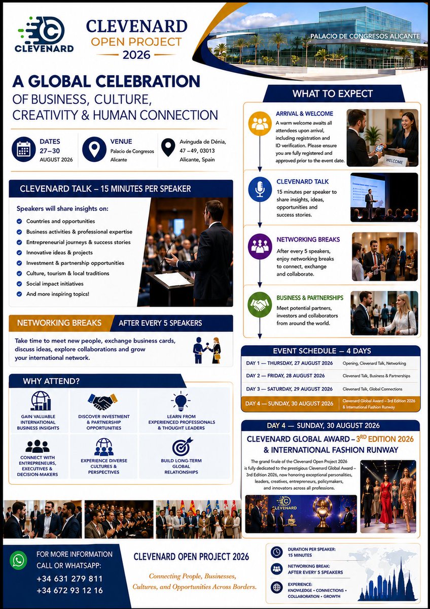 clevenard's tweet photo. Good day,We invite you to take a preview of what the Clevenard Open Project 2026 will look like and what you can expect during this extraordinary international event.

We are sharing this with you so you can clearly understand that this is a 100% professional Program. https://t.co/FFgolXEFo8