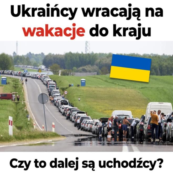 PUsiadek's tweet photo. Ukraińcy masowo wracają na wakacje do swojego kraju. 12-godzinne kolejki na granicy!

To rodzi proste pytanie: czy nadal są uchodźcami❗

Na granicy polsko-ukraińskiej tworzą się ogromne kolejki na wjeździe na Ukrainę. Według ukraińskich mediów na przejściu Korczowa-Krakowiec ludzie czekali ponad 12 godzin.

Liczby robią wrażenie. Jak podała ukraińska Straż Graniczna, w sobotę odnotowano najwyższy w czerwcu wskaźnik przekroczeń granicy, czyli 141 tysięcy osób w jednej dobie. Przewaga przypadała na wjazd na Ukrainę. Ruch, jak tłumaczą ukraińscy pogranicznicy, rośnie zwłaszcza w weekendy i w sezonie wakacyjnym.

Status uchodźcy przysługuje osobie, która ucieka przed bezpośrednim zagrożeniem życia i nie może wrócić do swojego kraju. Tymczasem widzimy tysiące ludzi, którzy spokojnie jadą na Ukrainę na wakacje, odwiedziny czy urlop. A potem wracają do Polski.

Jeśli można pojechać do kraju, z którego rzekomo się uciekło, spędzić tam wakacje i wrócić, to trudno mówić o ucieczce przed śmiercią i wojną. To raczej swoboda podróżowania osoby, która traktuje Polskę jako miejsce pracy i życia, a Ukrainę jako kraj rodzinny, do którego jeździ się na wypoczynek.

Ci sami ludzie wciąż korzystają w Polsce z przywilejów i świadczeń przysługujących uchodźcom wojennym. A to dwie różne rzeczy.

Jak na dłoni widzimy, że większość terytorium Ukrainy jest bezpieczne, co potwierdzają swoimi wyjazdami sami Ukraińcy. Nie ma najmniejszej potrzeby, abyśmy ich przyjmowali jak leci, i zapewniali socjal!