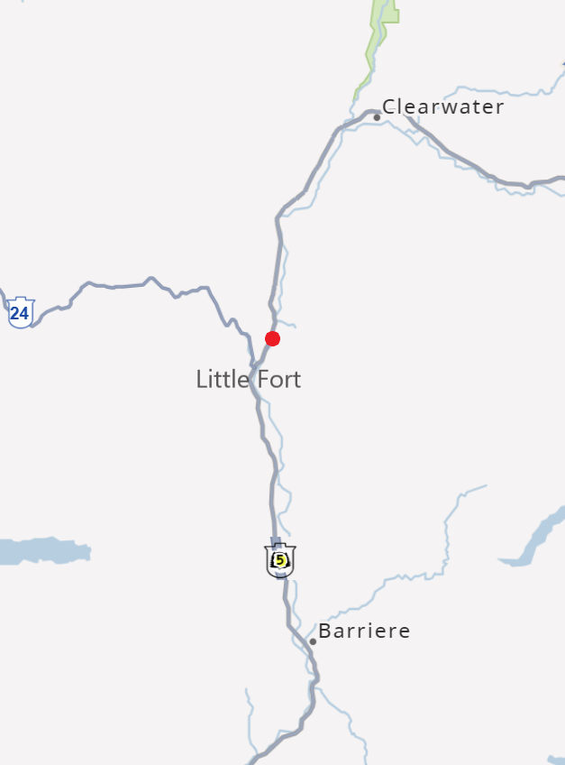 DriveBC's tweet photo. ⚠️#BCHwy5 - expect delays northbound in the Sandhill Rd area due to a vehicle incident.
Watch for traffic control.
#LittleFortBC #BarriereBC #ClearwaterBC
https://t.co/MNovn5LekK https://t.co/vKBfFStV5v