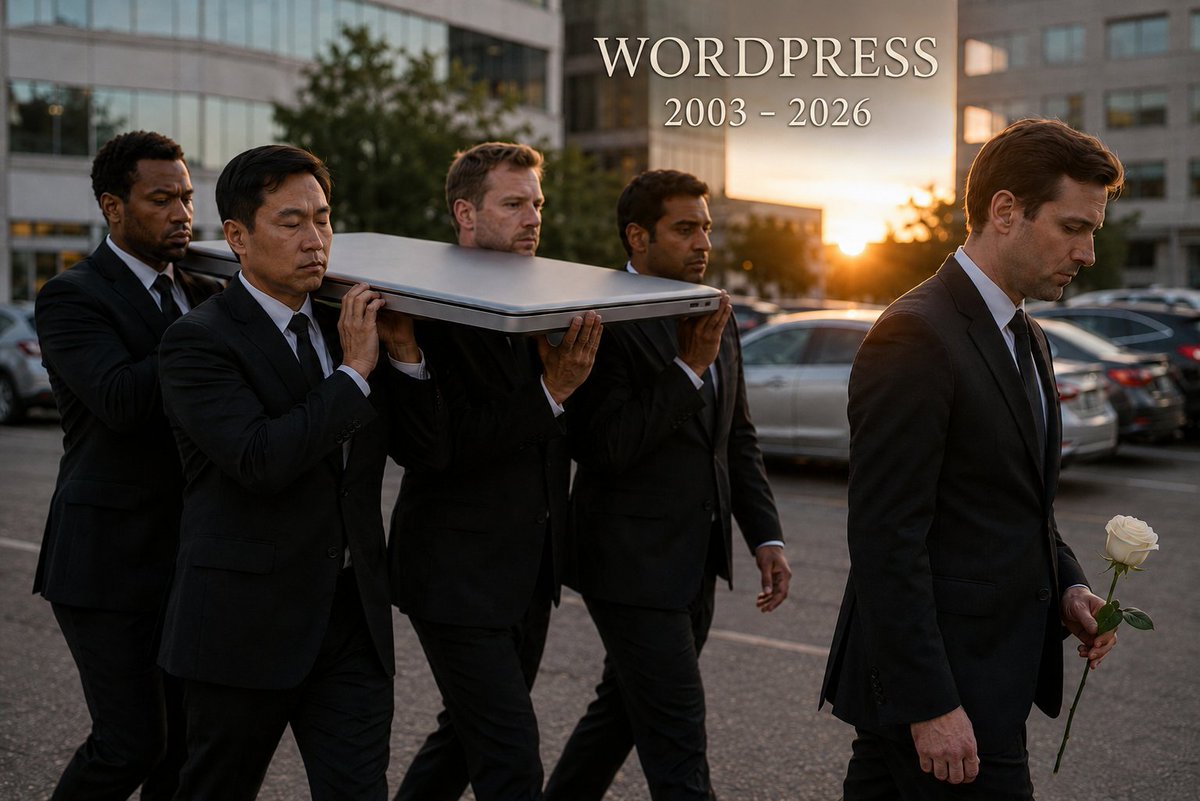Bart_Magera's tweet photo. WordPress is dead.

People assumed I migrated in a weekend.
I didn't. It took weeks of non-stop of trial and error.
Day and night.

Not because the AI was slow. Because I refused to ship something fragile. The kind of fragile WordPress trained me to accept as normal for 12 years.

I've been in GitHub for days on end. Hardening my security protocols based on advice from a very good friend who works in fintech and treats every line of code like an attack surface.

That's the standard now. Not "good enough for a landing page." Good enough that I'd put real money behind it.

What I've actually built:
1. A custom CMS. No upsells. No nag screens. No 2008 dashboard.
2. A Stripe integration that handles checkout my way.
3. Site speed pushed to the limit. 98 mobile PageSpeed. All on an animation-heavy website.
4. An agent-ready architecture. Clean HTML. Structured data. Predictable routes. Integrated MCP servers.
5. A team of SEO agents I built myself:
- Technical SEO audits
- Semantic SEO analysis (topical authority framework)
- Topical map generation from real GSC data via a custom MCP server
- Coverage gap detection
- Internal linking analysis
- GSC query and revenue analysis
- Fan-out query mapping for answer engine optimization
- GSC error detection

WordPress was never free. Premium themes. Page builder licenses. Premium plugins for the things plugins should do for free. Dev fixes every time an update broke the stack. It added up every month. None of that exists on the new setup.

This is not no-code. This is not vibe coding. This is engineering. The difference is I'm doing it with a team of AI agents who are experts in their respective fields because I have trained them. They work 24 hours a day and never ask for a raise. And they are getting better with each iteration.

WordPress couldn't have done any of this. Not the security. Not the speed. Not the SEO automation. Not the architecture an AI agent can actually read.
The lesson is not "AI replaces developers."
The lesson is: AI lets 1 operator build a stack that used to require a team of 5.

That's the leverage shift nobody is pricing in yet.
WordPress had a good run. 23 years. 1 final white screen of death.

What's holding your site back?
The platform, or the person who told you the platform was good enough?
