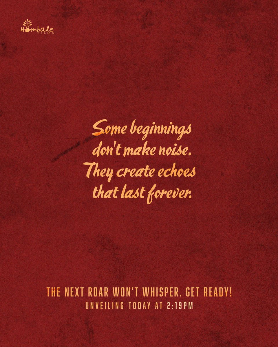 PanIndiaReview's tweet photo. Just when you thought nothing could get bigger than #Ramayana, #Varanasi, #Dragon &amp; #Raaka… 👀🔥

HERE COMES THE BIGGEST ANNOUNCEMENT OF THE YEAR 💥💥

The next roar won’t whisper… it’ll shake the entire industry 🦁⚡

2:19 PM ⏳

@hombalefilms https://t.co/Jv7nDw7yXE