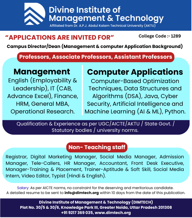 dimtechOfficial's tweet photo. We're Hiring at DIMTECH!

Join our team and inspire the next generation.

📍 Greater Noida
📧 info@dimtech.org

𝗙𝗼𝗿 𝗠𝗼𝗿𝗲 𝗜𝗻𝗳𝗼𝗿𝗺𝗮𝘁𝗶𝗼𝗻, 𝗖𝗹𝗶𝗰𝗸 𝘁𝗵𝗲 𝗹𝗶𝗻𝗸 𝗯𝗲𝗹𝗼𝘄
https://t.co/xXOkhD6B5A
Toll-free Number: 1800 270 7021
Landline Number: 0120 490 8596 https://t.co/Y41Pnf5SmF