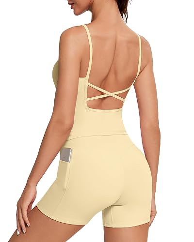 sendz4bella's tweet photo. I just received OMKAGI Workout Sets for Women Open Back Strappy Workout Tank Gym Shorts Outfits with Pockets - 4.5 inch Short Set - Medium - 662-baby Yellow from @Bbratfish via Throne. 💖💕💗 https://t.co/s83zXdz5YT