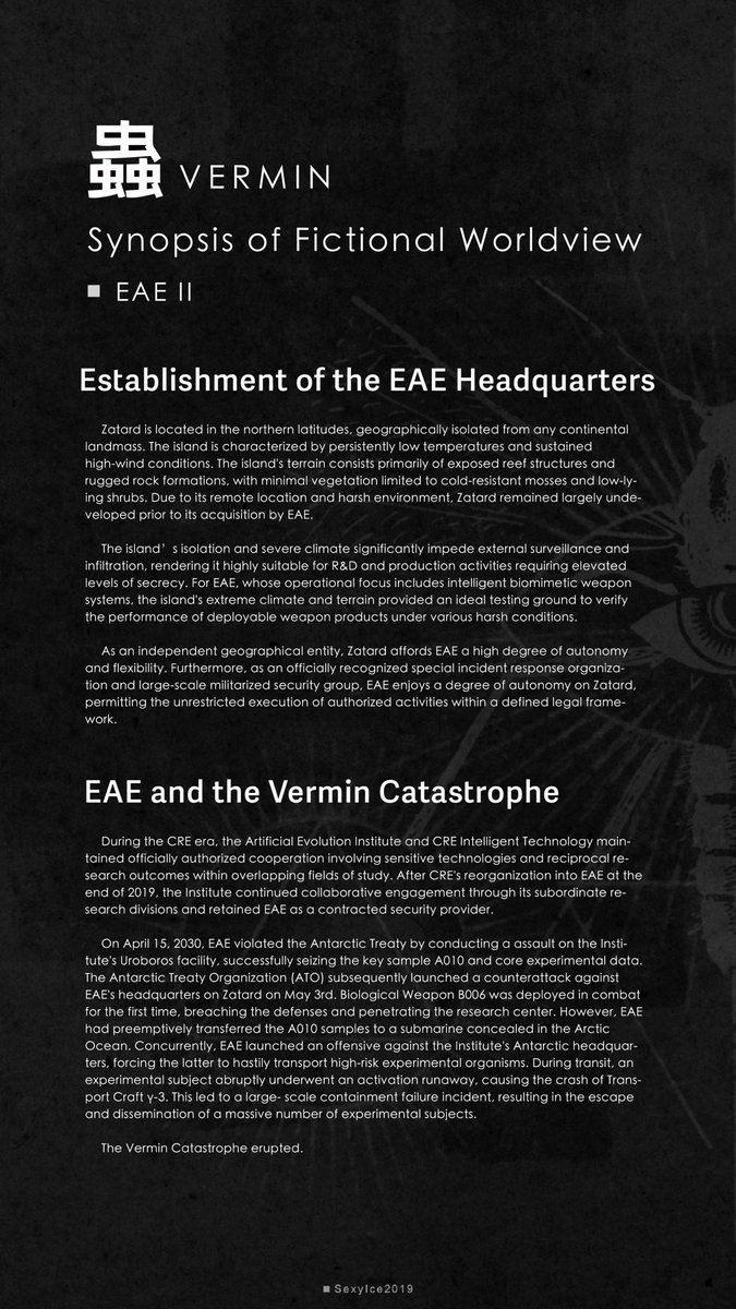 Sexyice2019's tweet photo. ⭕️VERMIN Synopsis of Fictional Worldview (EAE 2)⭕️
#SEXYICE2019
#sexyice
#vermin
#EAE
#UNKVAL
#ArtificialEvolutionInstitute https://t.co/RCmf1DNQ1e