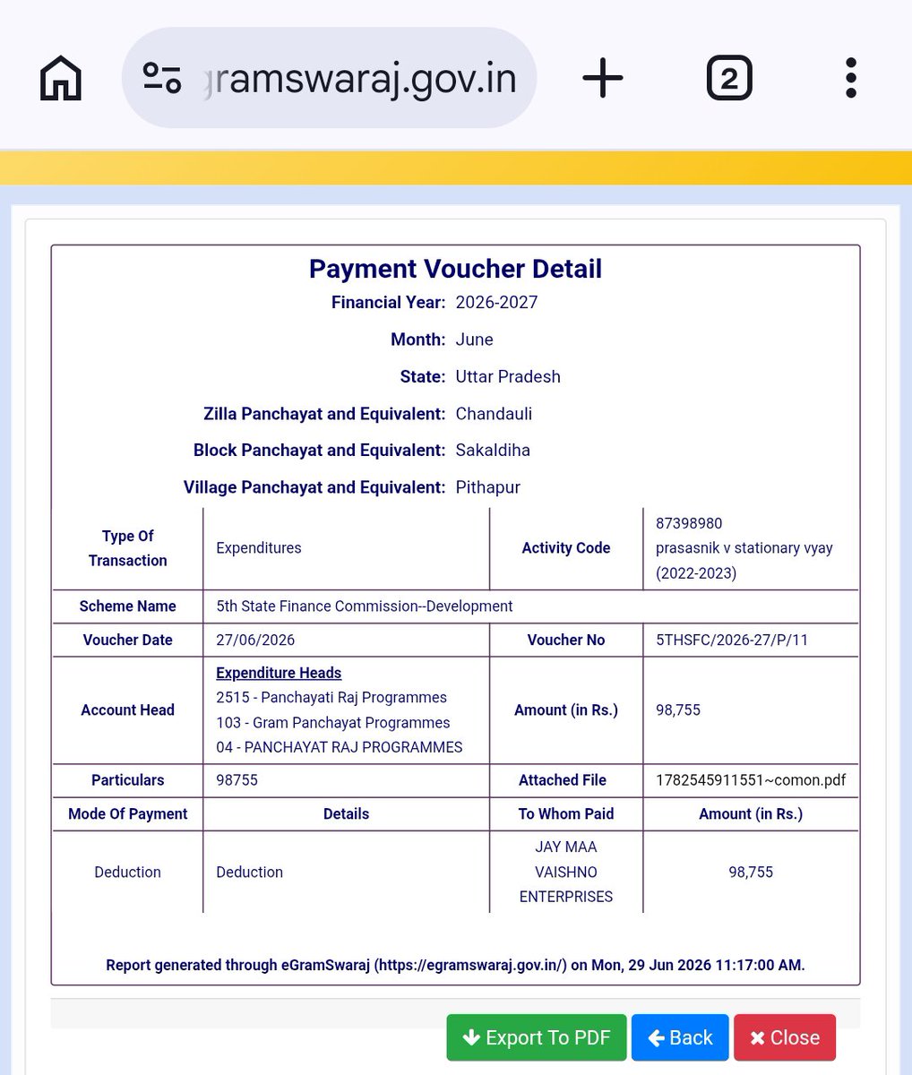 Me_RajOfficial's tweet photo. एक नजर इधर भी .... 
@dmchandauli @CMOfficeUP @CMHelpline1076 

Prasasnik v stationary vyay : 98755₹ 😱😱
#panchayat https://t.co/9E0iMdopmB