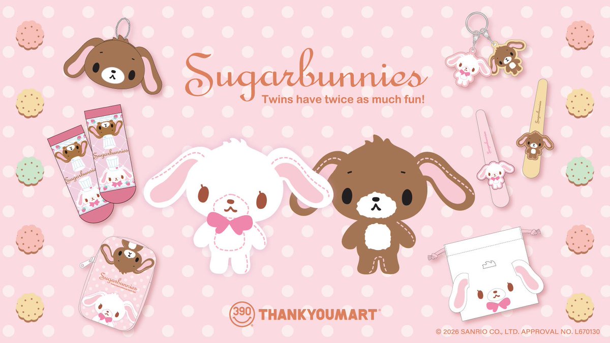 shugabani_info's tweet photo. 【コラボ情報】

#シュガーバニーズ × #サンキューマート 🎀

しろうさ＆くろうさの限定アイテムが登場✨
ダイカットポーチやアクキーなど全25アイテム♡

📅7月3日(金)より順次発売
🛒オンライン先行予約受付中

ご予約はこちら👇#pr
https://t.co/wwtFfvDIDw https://t.co/cOTpUVNEoj
