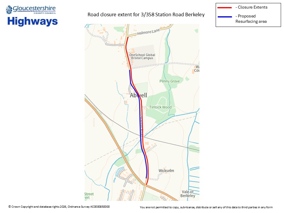GlosRoads's tweet photo. Station Road #Berkeley. Carriageway resurfacing. Works happening 1st - 10thJuly 2026. A road closure will be in place  09:00 to 15:30(excl. weekends) https://t.co/VSnWXLfFGB https://t.co/vVpj5NCYps