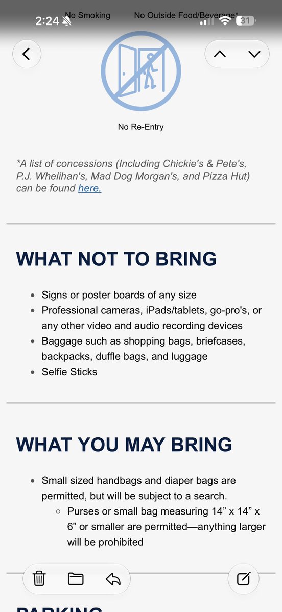 LilScarface609's tweet photo. Well this is strange for a WWE event…no signs allowed at Boardwalk Hall? https://t.co/L71s3L4ZAH