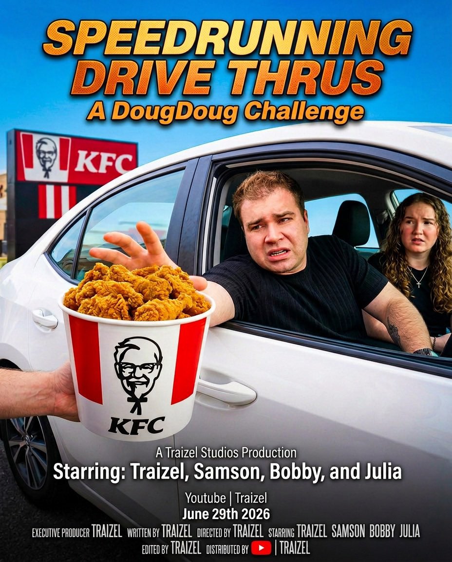 MrTraizel's tweet photo. How Many Drive Thrus Can We Eat? 🍔🌮🍟

Today we attempt the drive thru challenge created by @DougDougFood Watch our latest food challenge on YouTube! #traizel #challenge #dougdoug #foodchallenge 

https://t.co/ClG4Ol3OWx https://t.co/Bd1WI877P1