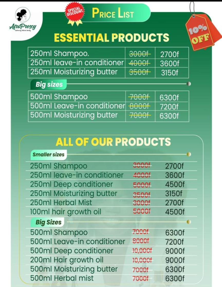 eta_eret37308's tweet photo. For a limited time only, every Afroprescy product is now 𝟭𝟬% 𝗢𝗙𝗙.

If you've been waiting for the perfect time to restock or start your healthy hair journey, this is it.

🗓️ Offer ends July 4th.

📩 Order now before discount disappears.

Please help me retweet 🙏 https://t.co/2ATiEPpCfc