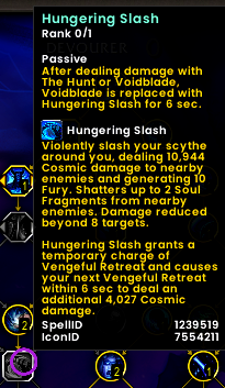 haruvion's tweet photo. devourer-related wishlist item: make Devourer's Bite proc from Hungering Slash instead of Voidblade/The Hunt

I think enabling Hungering Slash to have this interaction would increase its value in AoE scenarios and would also give an incentive for the button itself to be pressed. https://t.co/qxmdQCW3Xd