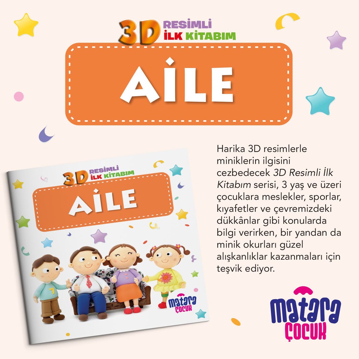 MataraCocuk's tweet photo. 3D Resimli İlk Kitabım serisi, 3 yaş ve üzeri çocuklara meslekler, sporlar, kıyafetler ve çevremizdeki dükkânlar gibi konularda bilgi verirken, bir yandan da minik okurları güzel alışkanlıklar kazanmaları için teşvik ediyor. #MataraCocuk

https://t.co/Cp5RbFIbaS https://t.co/nTmldCkFcv