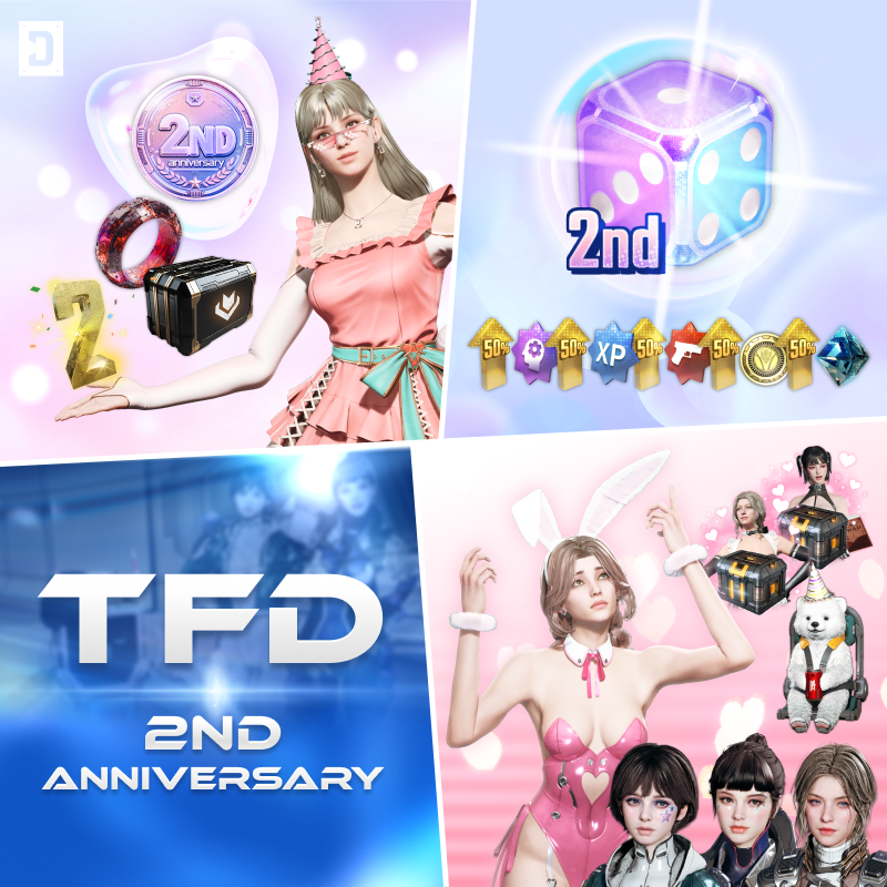 FirstDescendant's tweet photo. 🎉 #TFD0702Patch is here - and so are the 2nd Anniversary in-game events!

Join the Dice Run and 2nd Anniversary Token Shop to earn special anniversary items and power up fast.

Plus, exchange your Attendance Mementos for past event rewards you may have missed!

Don't miss all the special events live in-game to celebrate the occasion! 🎂