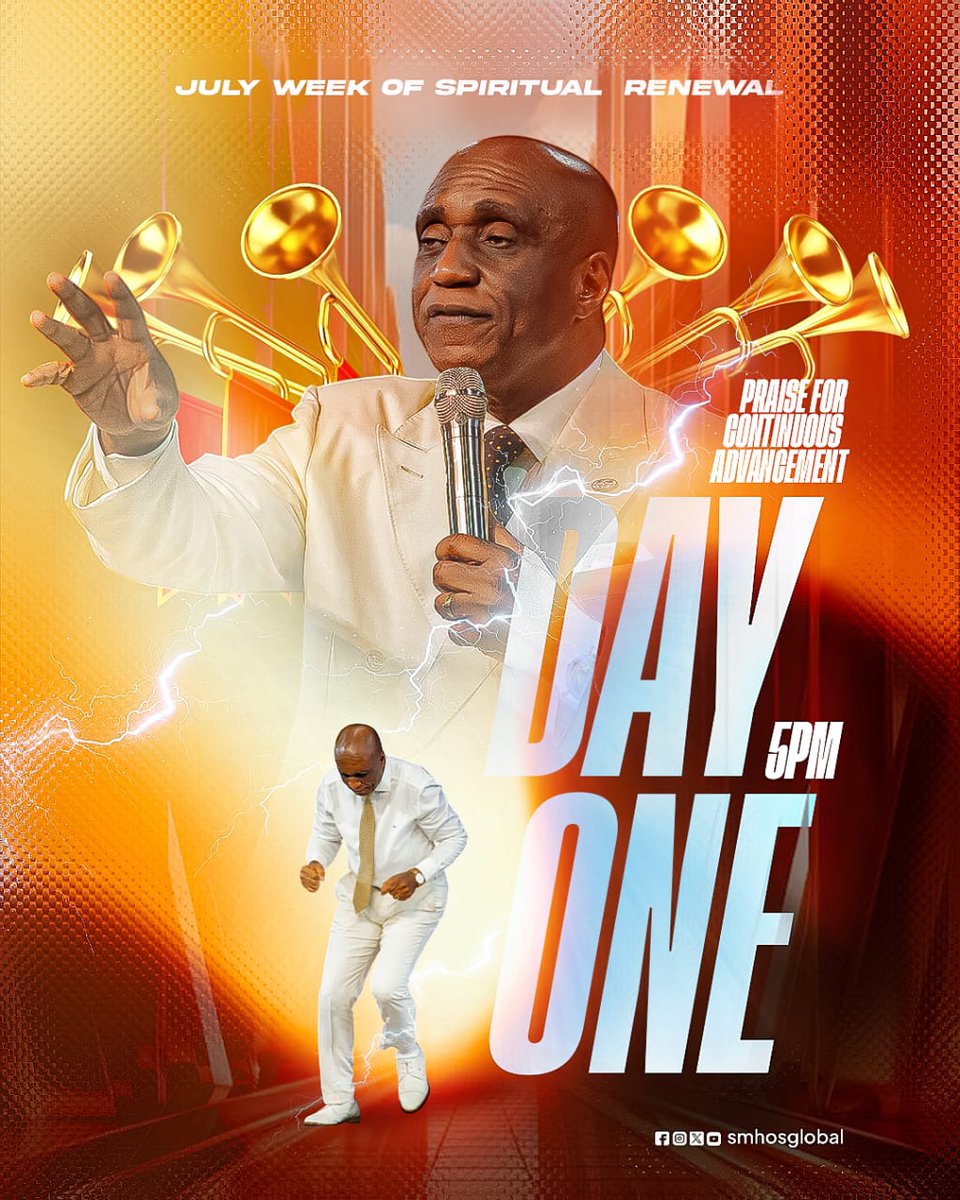 Obaridomuru25's tweet photo. It begins today!
The wait is over. Join us this evening as we kick off the July Week of Spiritual Renewal with Day One of Praise for Continuous Advancement. Expect an atmosphere of praise that will usher you into continuous advancement. See you by 5:00PM.
#SMHOS #JULYWOSR https://t.co/bP4Ygs4MoX