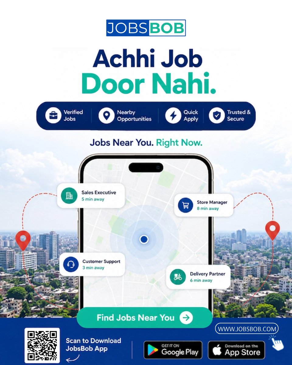 JobsBobOfficial's tweet photo. 📍 Great jobs are closer than you think!

Find verified jobs near you, apply in minutes, and land your next opportunity with JobsBob. 🚀

#JobsBob #JobSearch #Hiring #Career #JobsNearMe https://t.co/ROTxpcuMBF