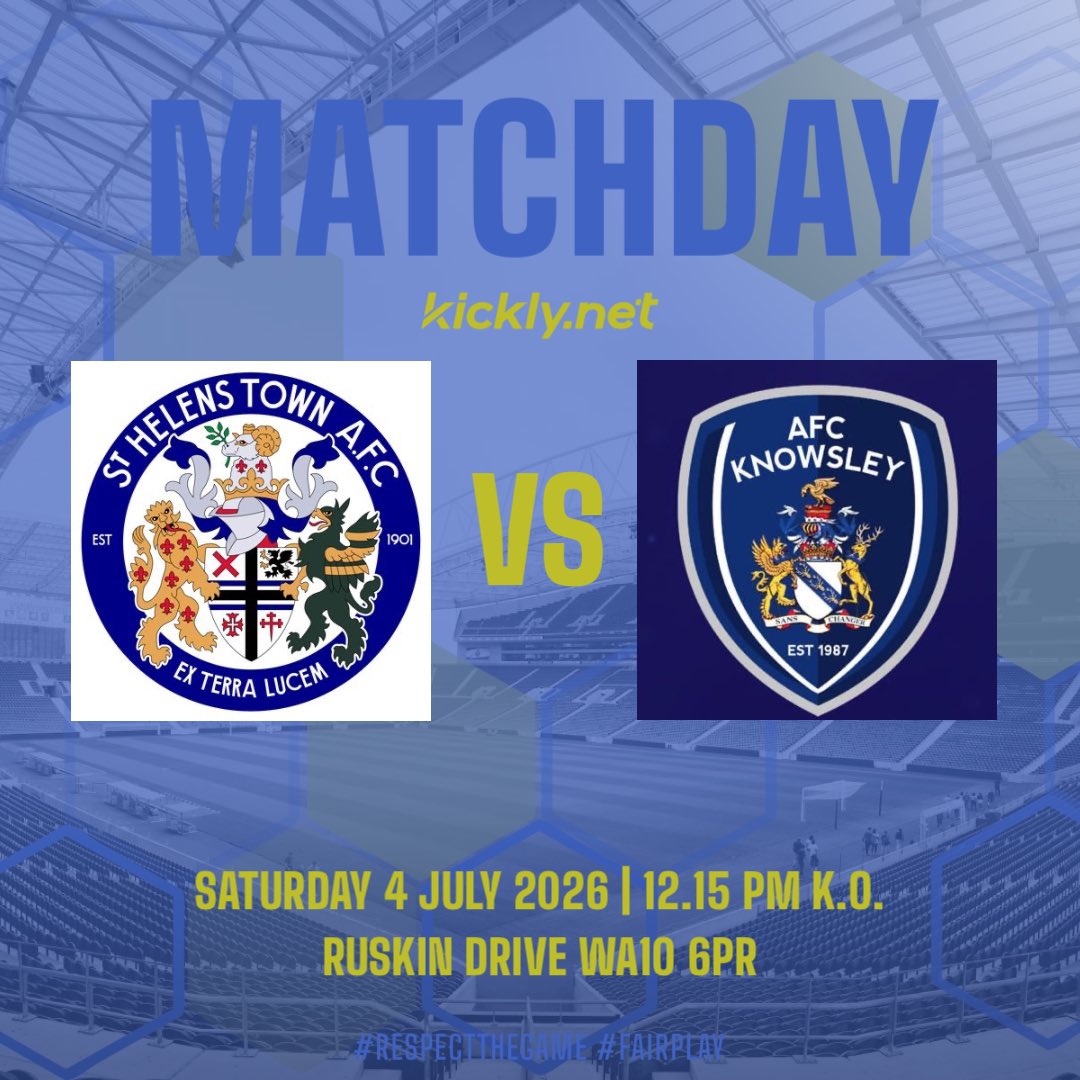 AfcKnowsleyU23's tweet photo. Gameday 2 of pre-season sees us take a short trip down to our friends at @StHelensTownR for what isn’t our first meet and certainly won’t be the last. 

Looking forward to it gents 🔵⚫️⚽️ https://t.co/CkJlSTNTJz