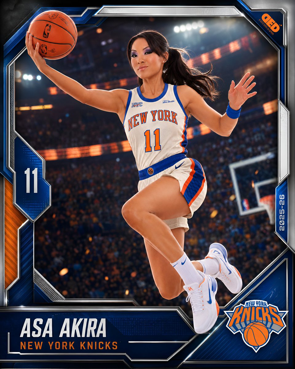DEDFantasyGraph's tweet photo. Commissioned by a happy client :
A trading card of Asa for #NewYorkKnicks
DM for customised trading cards like this ⬇️
#tradingcards #commissionedwork https://t.co/ml7Nl7zPd6