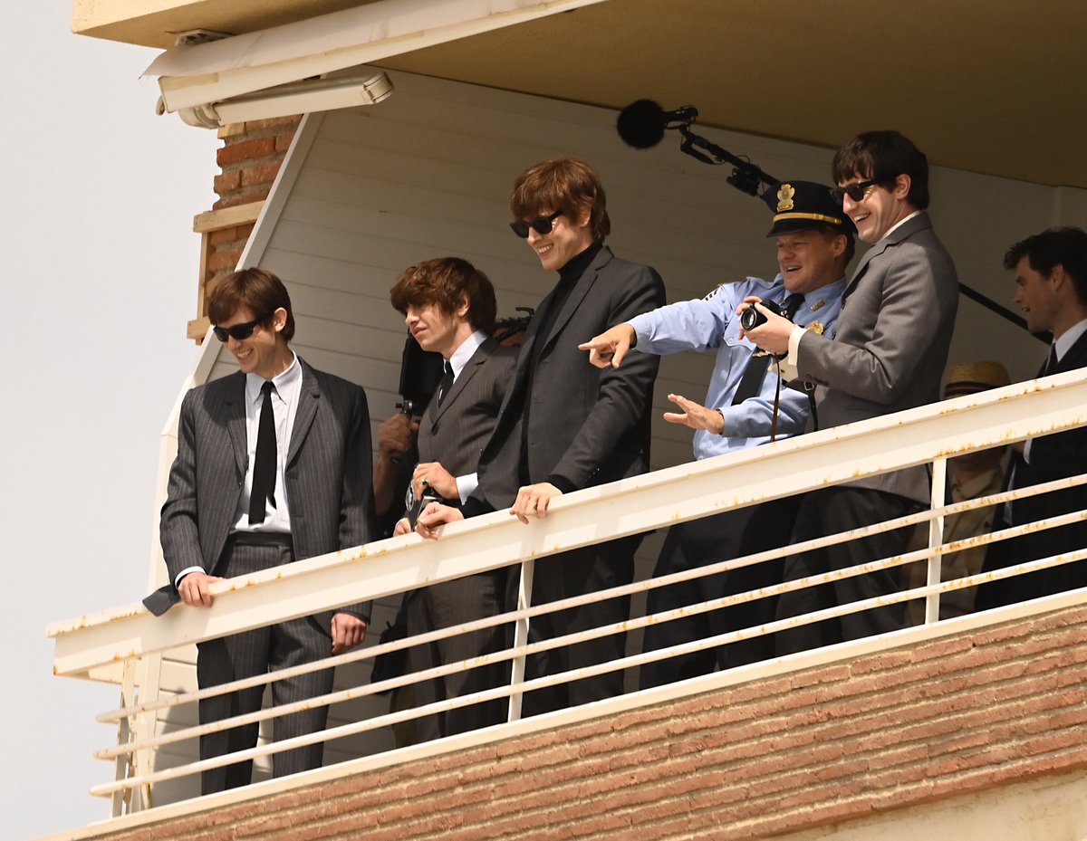 mescalarchive's tweet photo. Paul Mescal, Harris Dickinson, Joseph Quinn, and Barry Keoghan on the set of ‘THE BEATLES’ biopics in Barcelona https://t.co/ITeT7c0hm2