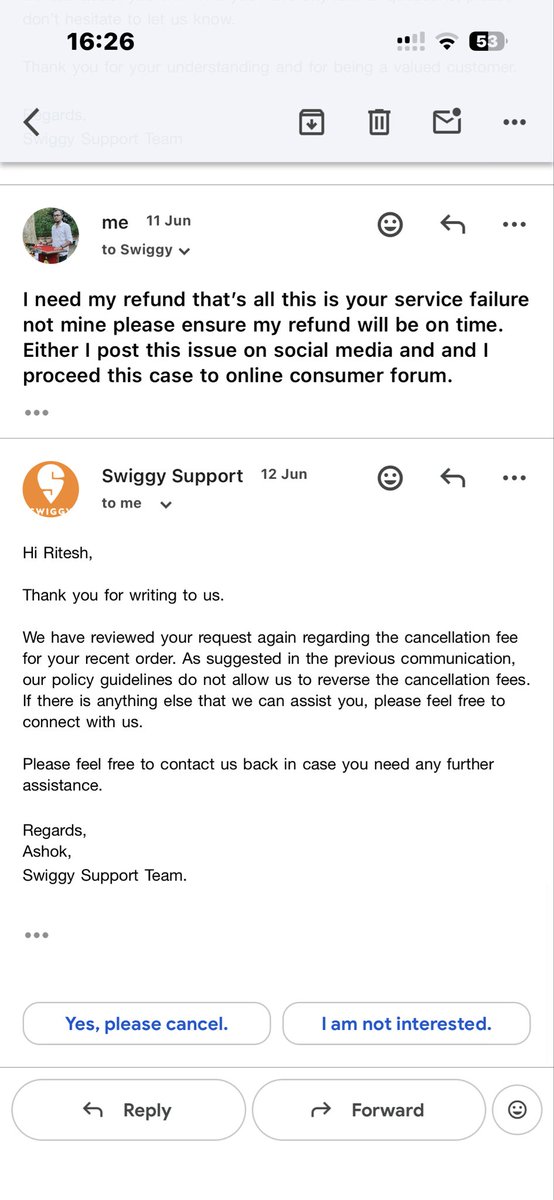 Supertrueworld's tweet photo. Paid ₹582 at 1:36 PM.
Waited till 5 PM.
No cake.
No delivery.
No refund.

Only policy emails from @Swiggy.

Is this customer service or customer exploitation?

#Swiggy #Refund https://t.co/cGdFN6SKdd