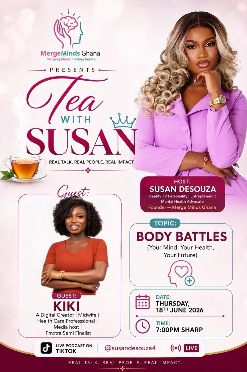 ImFrimpongma's tweet photo. Tomorrow at 7pm, join my two beautiful queens ❤️❤️🎉🎉
#SusanDeSouza
#TeaWithSusan
#MergeMindsGh
#PerfectMatchXtra https://t.co/b5JDNWrRS5