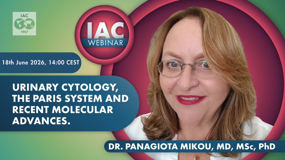 IACytology's tweet photo. Last reminder: Preregister for our #IACwebinar on Thurs, 18th June at 14:00 CEST: Urinary Cytology, the Paris System, &amp; Recent Molecular Advances, hosted by Dr @MikouPanagiota https://t.co/ZzXtHU6dFP https://t.co/MuWHMc4dxq