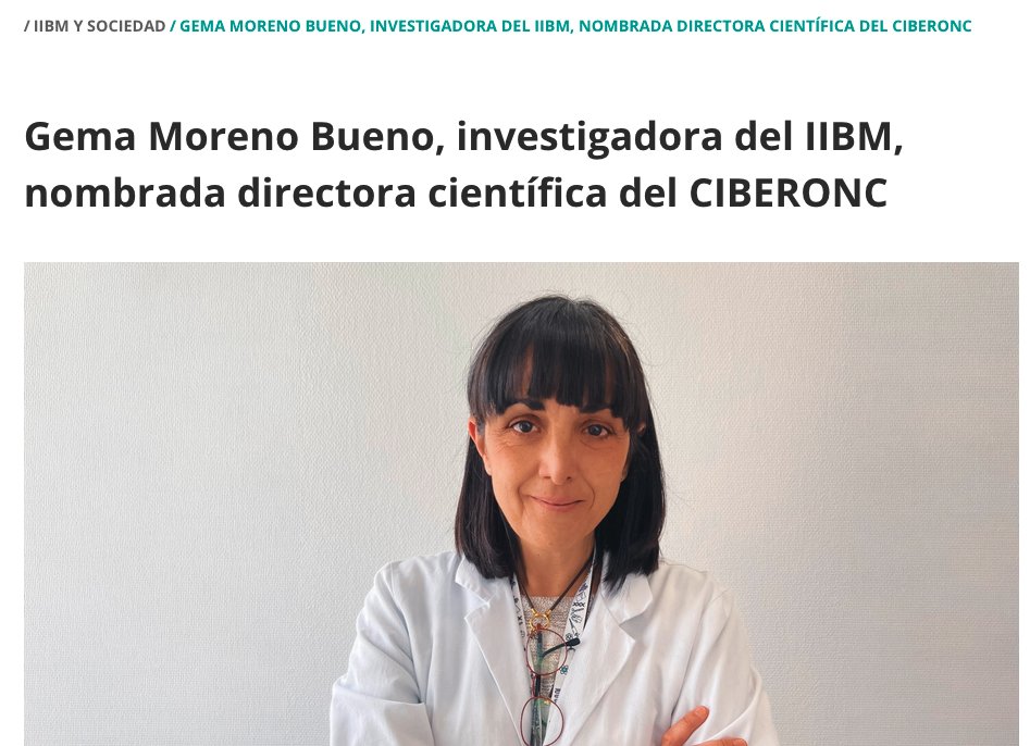 IIBmCSICUAM's tweet photo. 📢HOY en las noticias del #IIBM !!

Gema Moreno Bueno, referente en oncología  traslacional, nombrada directora científica del CIBERONC @CIBER_ISCIII
Un reconocimiento a una trayectoria de excelencia y compromiso con la investigación colaborativa 💙
Leer 👉https://t.co/m3mkt0Pvee https://t.co/oBCuQsGdbo