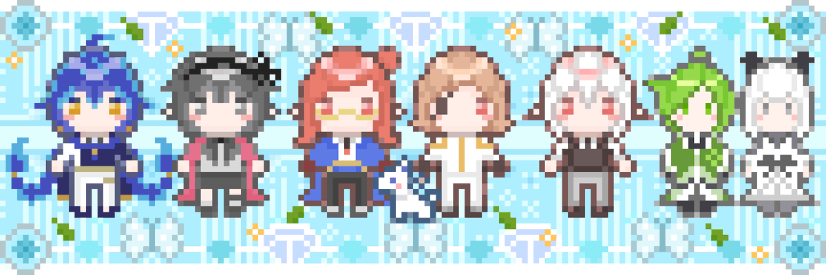 arcana_kikakufa's tweet photo. ミネアカのシナリオ企画「アビス・ビブリオ」のお礼ドット絵、完成です💎

ご一緒させて頂いたAチームのメンバーさんとシナリオに登場された、リリィシアさん、クラウスさん、いのちちゃんに登場いただきました！

パネルとミニキャラ、集合絵、等々ご用意���たのでお好きなものをどうぞ！

#ミネアカ https://t.co/bKWQ45Vdo6